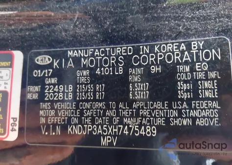 2017 Kia Soul + from USA, damaged, VIN KNDJP3A5XH7475489
